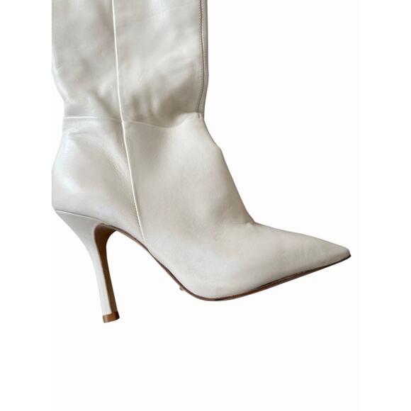 Larroude Over the knee women Boots Size 7.5 Pointed Toe in Ivory Regular Width - Picture 7 of 9